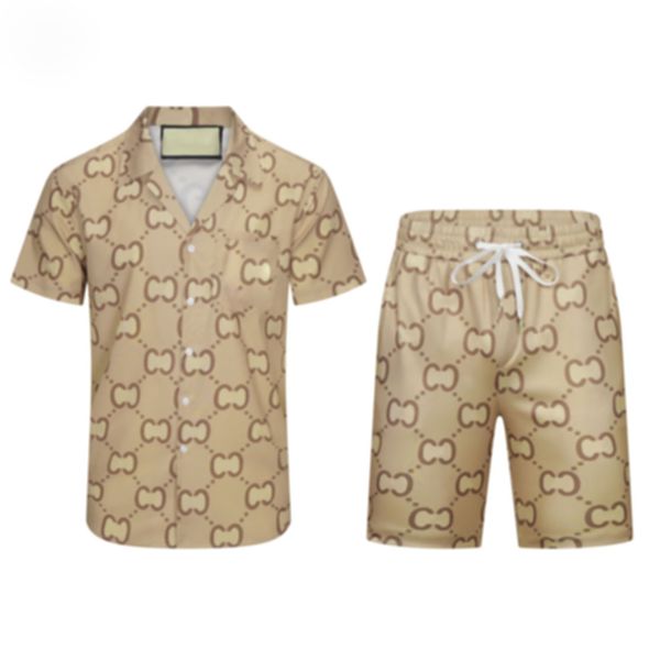 

fashion hawaii seaside holiday tracksuit set men casual shirts sets summer beach short sleeves dress shirts suits, Gray