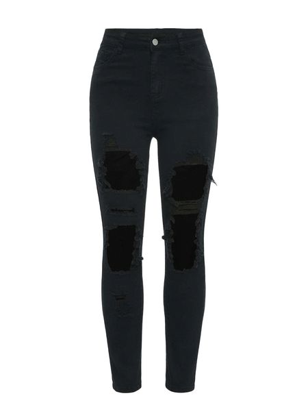 

ripped slant pocket skinny jeans u1gt#, Blue