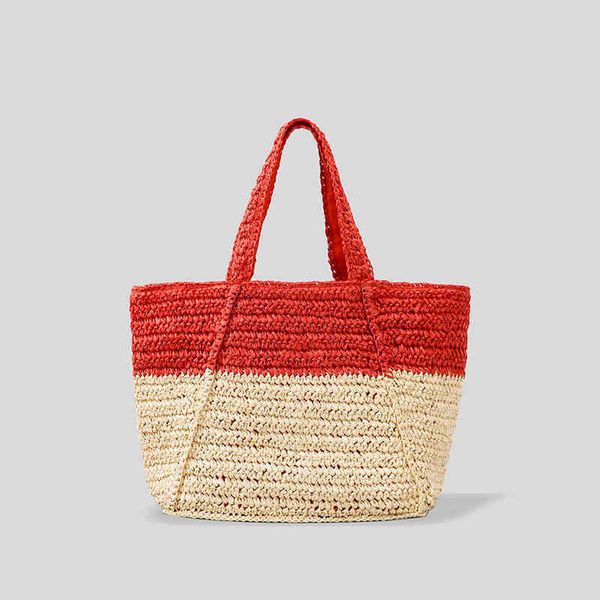 Borse per la spesa Summer Casual Beach Borsa da donna Candy Straw Woven Ladies Tote Rattan Paper Large Female Top Handle Bag Shopper Girls Purse 220318