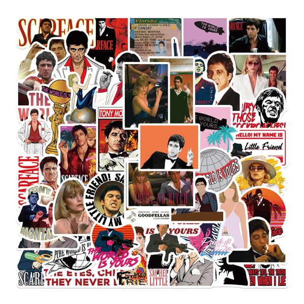 

50pcs classical movie scarface stickers tony montana graffiti kids toy skateboard car motorcycle bicycle sticker decals