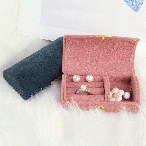 Schmuckbeutel Taschen VoltaBox 2022 Einfacher japanischer Stil Reise Tragbare gewölbte kleine Box Perlen Samt Ring Ohrringe Aufbewahrung Rita22