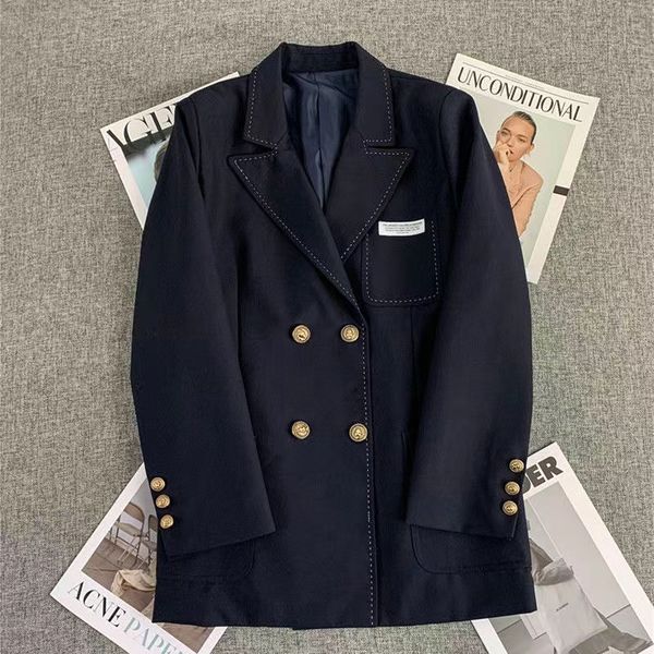 

medigo-658 womens suits & blazers fashion women suit designer the spring 2022 navy contrast bright line blazer, White;black