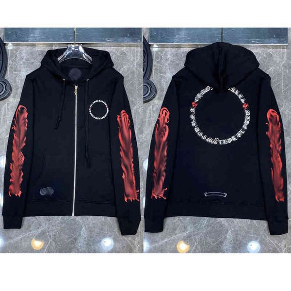 

brand mens classic sweatshirts ch fashion designer hoodies horseshoe cross print jacket women casual quality luxury pullover hooded loose h, Black