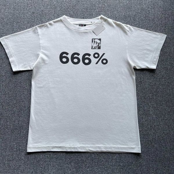 

saint michael 666% digital print washed vintage short sleeve t-shirt loose os fashion brand men and women spot goods, White;black