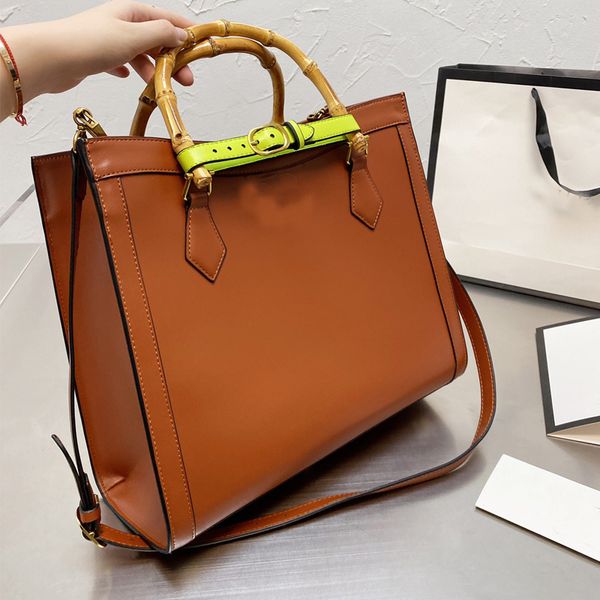 

2022 new fashion bamboo handle large tote bags women totes wallet purse shopping bag ladies brown leather big handbag handbags