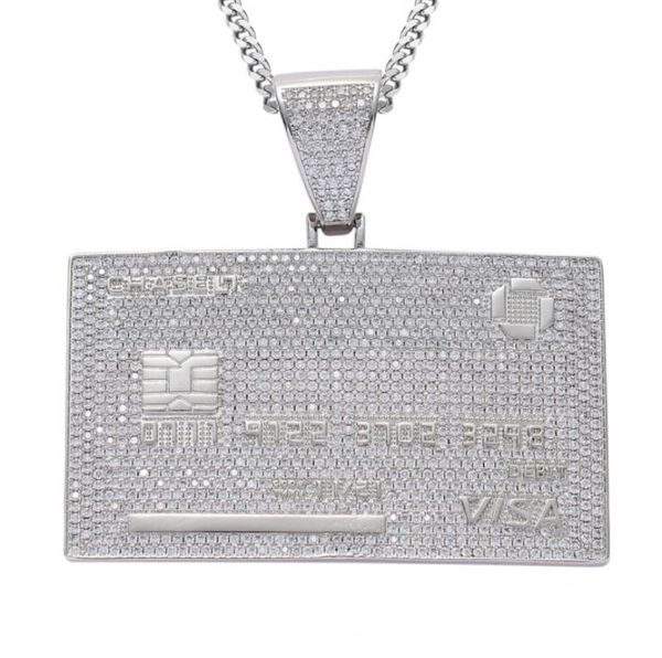 

pendant necklaces fashion hip-hop card shape metal necklace men and women trend jewelry, Silver