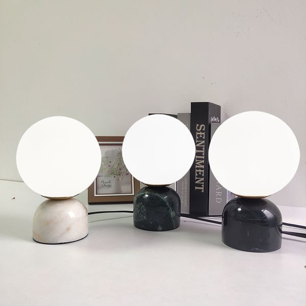 Nórdico quarto bola bola mesa lâmpada de luxo mármore de cabeleira decoração pequena luz moderna sala de estar estudo leitura desk iluminação