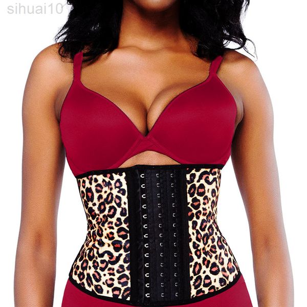 Bustier Corsetto Latex Vita Trainer 5XL 6XL Donna Body Shaper Cintura modellante Shapewear Cincher Guaine Cintura leopardata L220802