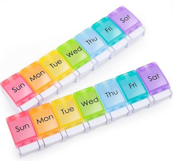 Renkli Hap Kutusu Tıp Organizatör 7 Gün Haftalık Hapları Kutusu Tablet Tutucu Saklama Kutusu Konteyner Pillbox Seyahat için SN6435
