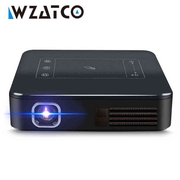 WZATCO D13 Android 7.1 мини карманный проектор 4K Smart Pico DLP портативный светодиодный Wi-Fi встроенный аккумулятор домашний кинотеатр Beamer Proyecter H220409