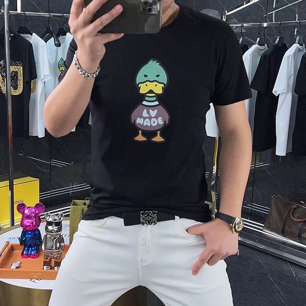 

men's t-shirts designer new short sleeve funny cute duck man summer trend simple loose casual fashion brand pure cotton slim fit t-shir, White;black