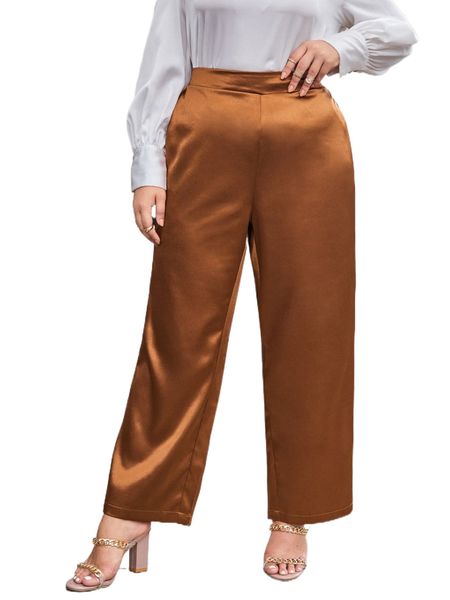 

plus high waist wide leg pants 42md#, Black