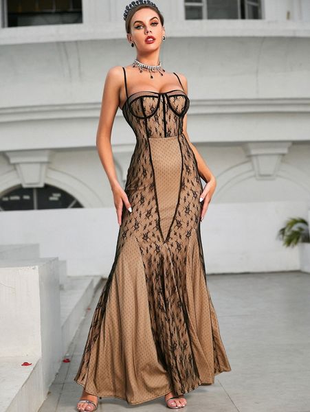 

contrast dobby mesh lace prom dress z4ds#, Black;gray