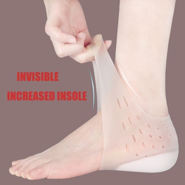 

invisible increase insoles soft silicone height socks heel shoe pads men women heel lift insole pad 210402, White;pink