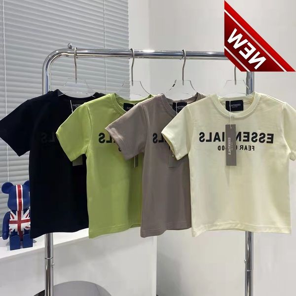 

50% off discount 22 middle school summer new round neck korean ess letter casual loose fog t-shirt children's short sleeve, White;black