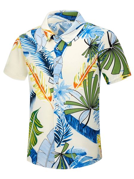 

men tropical print shirt v7mk#, White;black