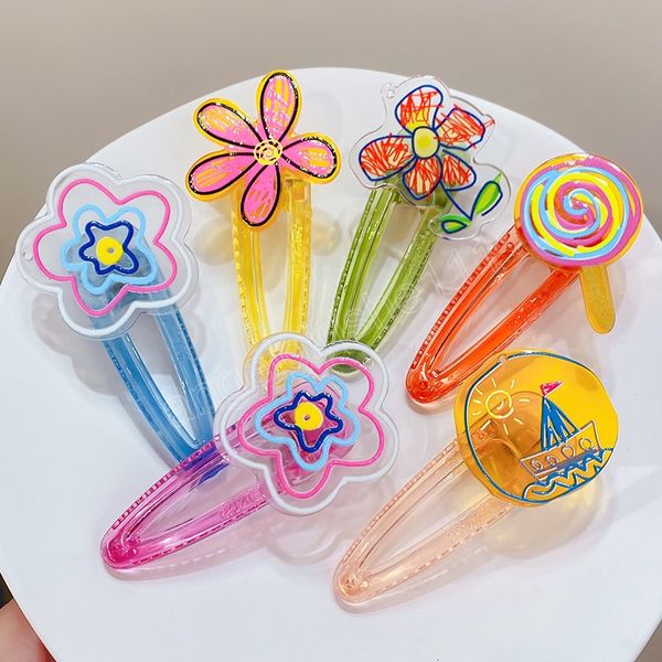 

girls cute flowers candy acrylic exquisite hair clips sweet colorful hairpins lovely barrettes headband fashion hair accessories, Slivery;white