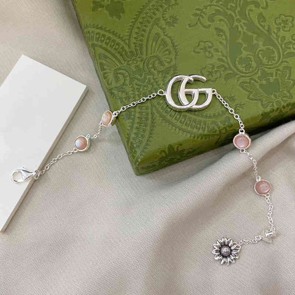 

s925 sterling silver new flower pink pearl fritillary adjustable bracelet fashion valentine's day gift exclusive design jewel, Golden;silver
