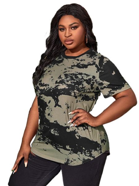 

plus tie dye tee m3aa#, Black