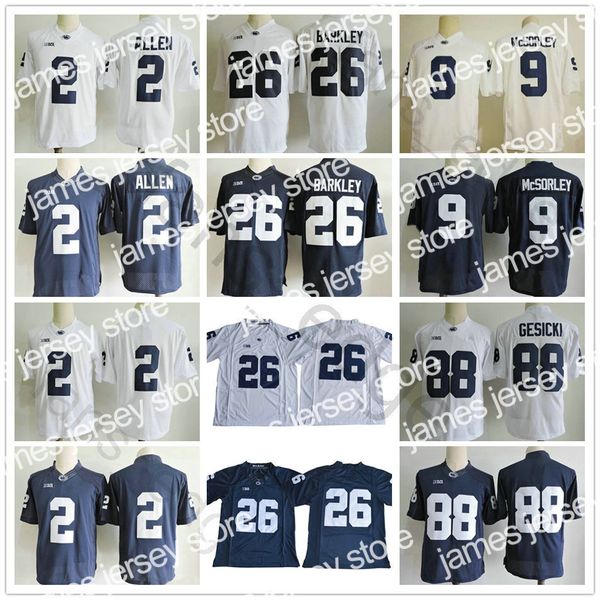 

american college football wear ncaa penn state nittany lions 2 marcus allen 9 trace mcsorley jersey 26 saquon barkley 88 mike gesicki blue w, Black
