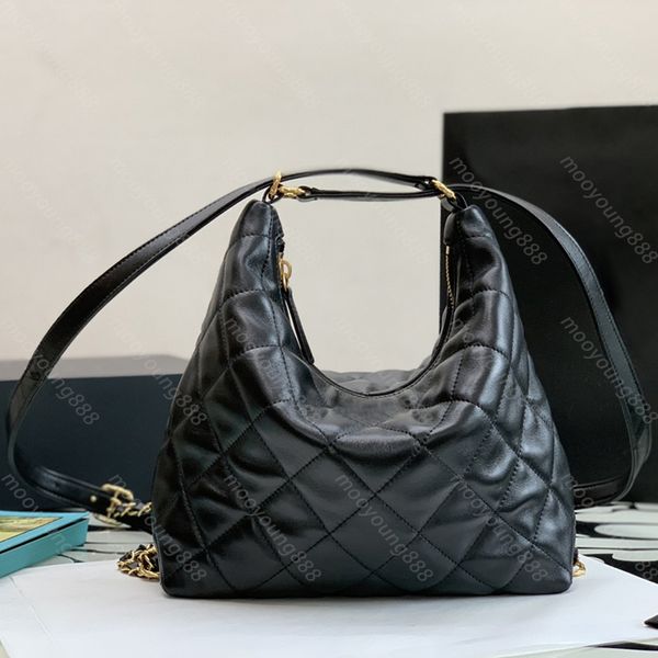 

10a luxury designer maxi hobo bag handbag womens real leather quilted black purse shoulder bag