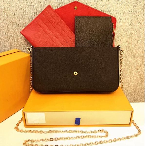 

luxurys designers handbags women should bags 3pcs set pochette felicie genuine leather crossbody chain wallet totes