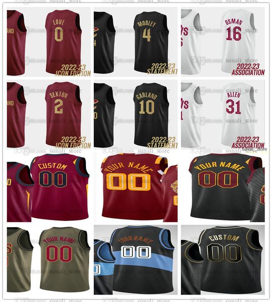 

printed basketball collin sexton 2 jerseys jarrett allen caris levert lauri markkanen cedi osman evan mobley darius garland isaac okoro lama, Black;red