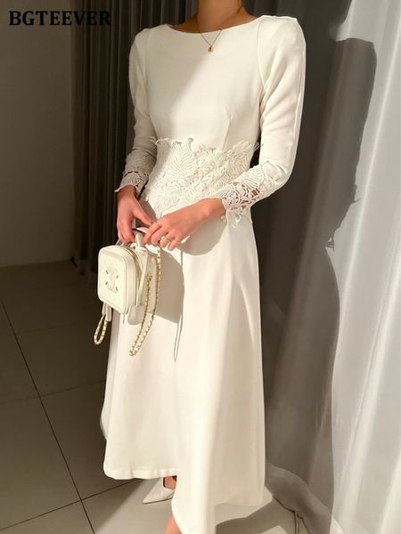 

spring elegant o-neck women lace patchwork dress long sleeve slim waist female a-line dress ladies vestidos 2022, Black;gray