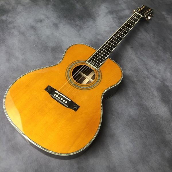 

40 inch solid wood spruce surface yellow black finger acoustic guitar