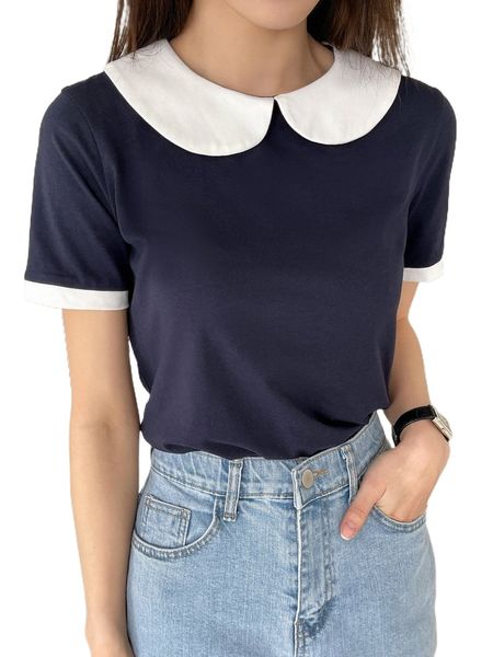 

dazy contrast peter pan collar tee j5zc#, White
