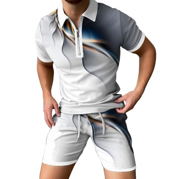 Мужские спортивные костюмы Mens Extra Slim Fit Suit Men Spring Summer Top Shorts Sport Sport Short -рукав современные костюмы в субботу вечером для Menmen's