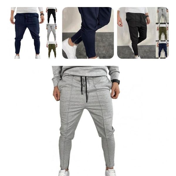 

men's pants men's pants warm stylish solid color sports casual trousers sweat absorption side pockets for trekking, Black