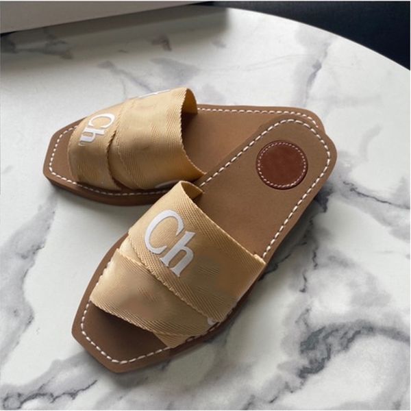 

sandals famous designer women woody slipper classic letter canvals lace luxurious slides flat mule sliders fashion beach shoes with box, Black