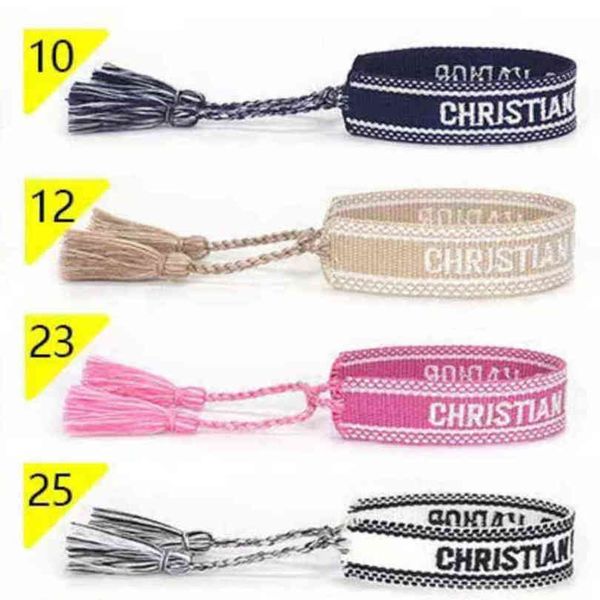 

brand fashion luxury embroidery bracelets classic women men bangles friendship charm bangle woven adjustable tassel vintage couple braided j, Golden;silver