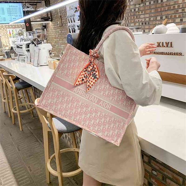 

net red fashion tote portable large capacity vegetable basket women's leisure trend