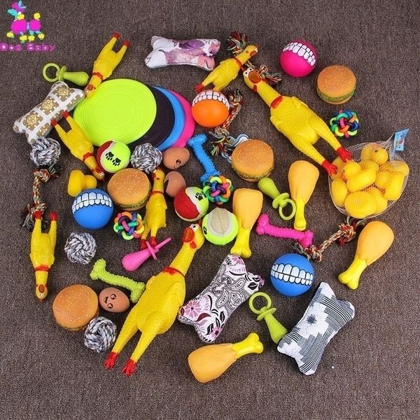 10PCS Haustier Hund Katze Lustige Gummi Haltbarkeit Spielzeug Squeak Kauen Sound Fit Für Kleine Haustiere Schreien Huhn Y200330