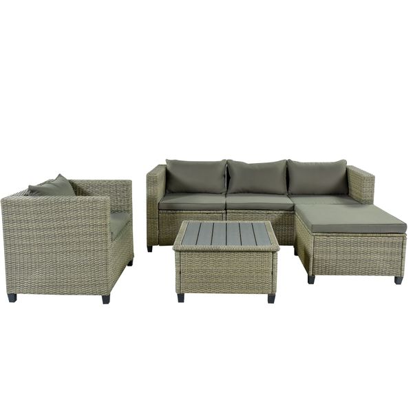 

outdoor garden patio furniture pe rattan wicker segmented blue upholstered