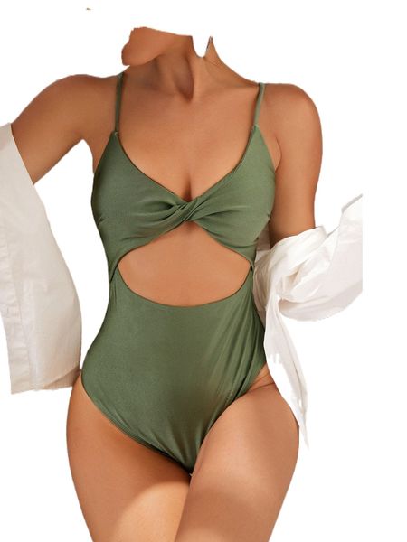 

twist front cut out one piece swimsuit d69g#, White;black