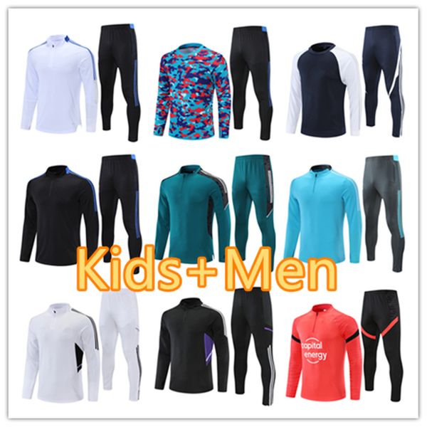 

2022 2021 men and kids football tracksuits training suit jerseys jacket sets soccer tracksuit jogging kit chandal futbol survetement foot sp, Black