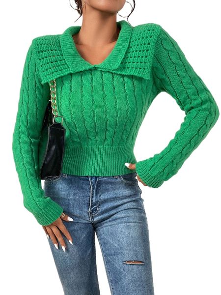 

solid cable knit sweater r8z3#, White;black