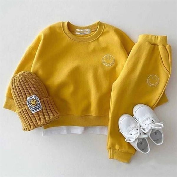 

2 pcs clothing set long sleeve hooded tracksuit pants children spring boys outfits baby set infantil born 220815, White
