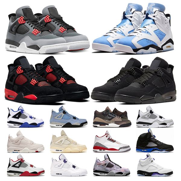 

shoes basketball 4s mens trainers for men women black cat fire cardinal red thunder 6s unc 5s racer blue concord size us5.5-13 sports