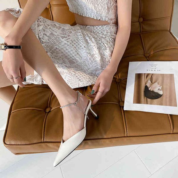 

sandals pointed thin heel chain high heels transparent belt fairy design dress holiday baotou sandals ywiq, Black