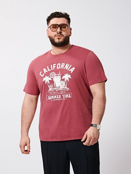 

extended sizes men letter & juice print tee u6ln#, White;black