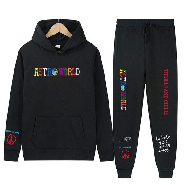 

autumn winter 2 pieces sets astro world tracksuit women hooded sweatshirt sweapants pullover hoodie print casual female clothes 220718, White