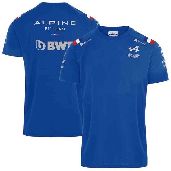 

2022 new f1 official t shirt formula one alpine team blue short sleeve summer racing oversized top, White;black
