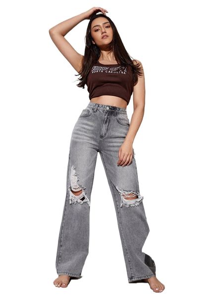 

x anitta high waisted ripped jeans p6eo#, Blue