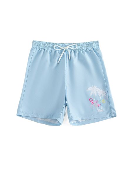 

men coconut tree & letter graphic drawstring waist shorts q6cz#, White;black