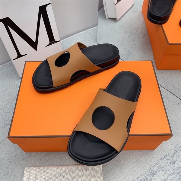 

30% off 2022 sandals size 34-46 2022 shoes for genuine leather summer casual outdoor beach couple designer woman slippers, Black