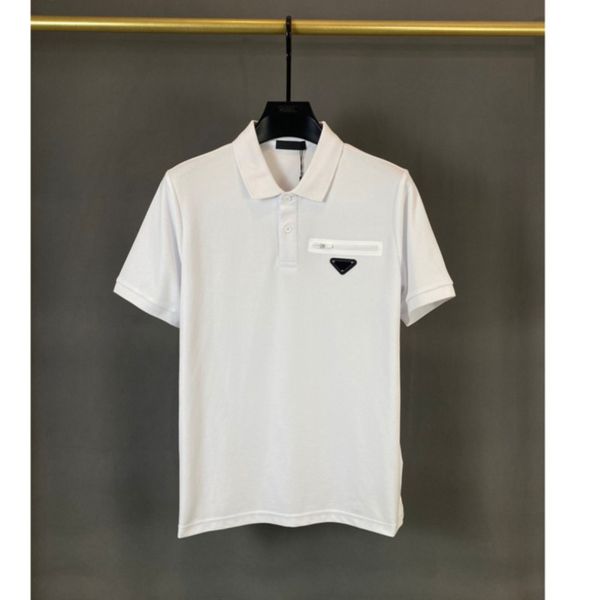 

version european mens polos brand p t shirts luxury designer t-shirts male minimalist triangle iron card classic commuter tees bf8f, White;black